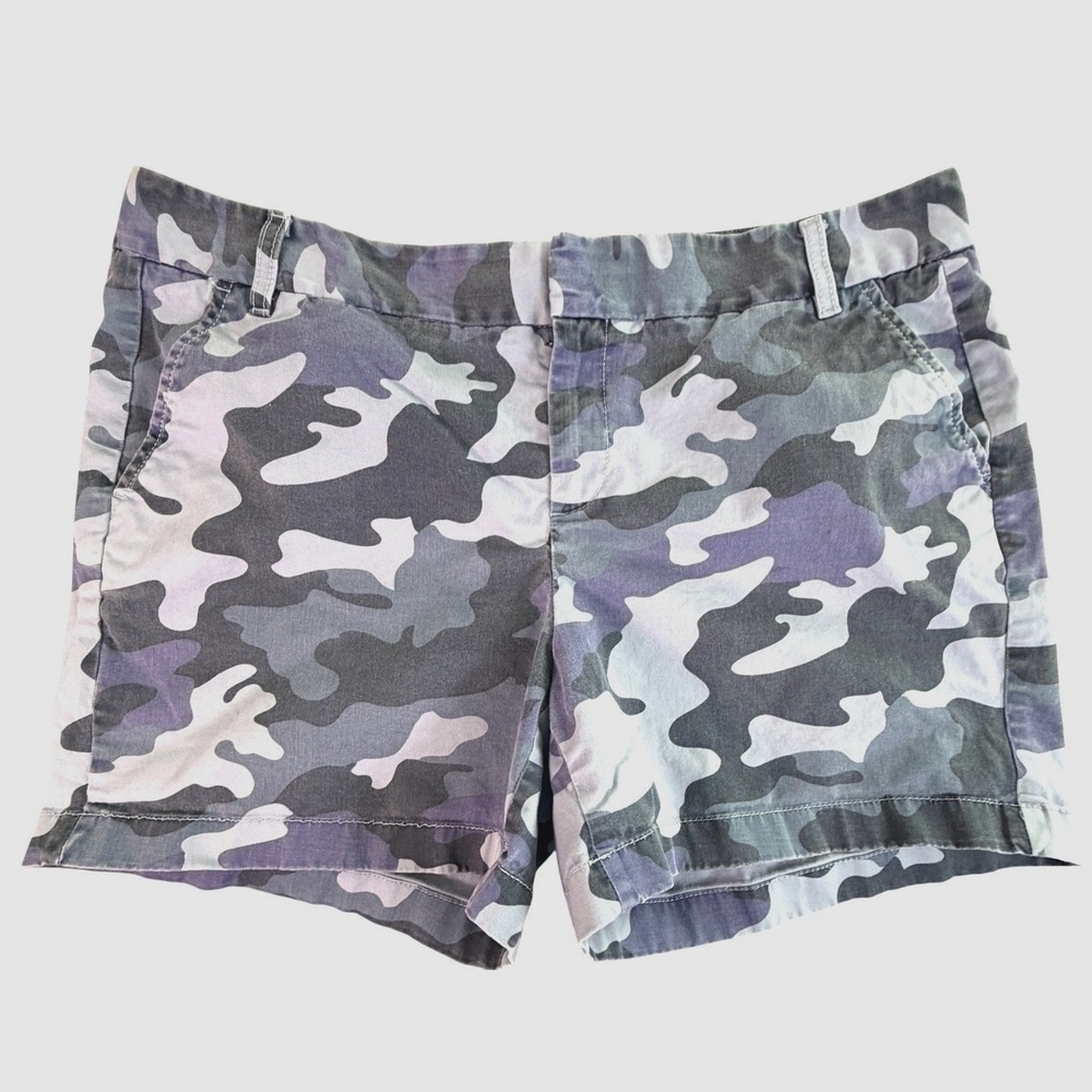Caslon Women Camo Print‎ Shorts Size 14 Linen Blend Casual Summer